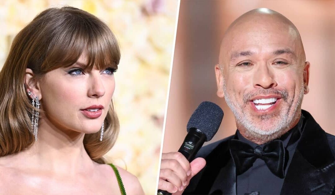 Taylor Swift pours herself a drink during Jo Koy’s Golden Globes monologue in new pic