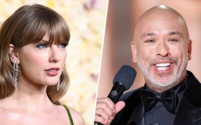 Taylor Swift pours herself a drink during Jo Koy’s Golden Globes monologue in new pic